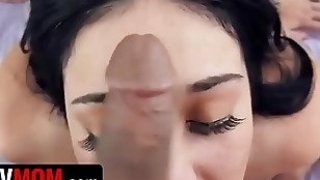 Stepmom needs stepsons help with shaving her pussy